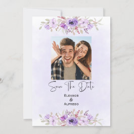 Convites Chic Purple Floral Wedding Save the Date