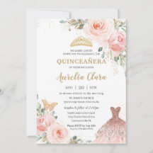 Chic Quinceañera Blush Floral Rosa Vestido Rosa An