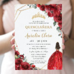 Convites Chic Quinceañera Rosas vermelhas Flores Princesa F<br><div class="desc">Personalize este adorável convite da quinceañera com uma redação simples e rápida,  basta pressionar o botão personalizá-lo para reorganizar e formatar o estilo e a colocação do texto. Itens correspondentes disponíveis no repositório! c) O Feliz Cat Studio</div>