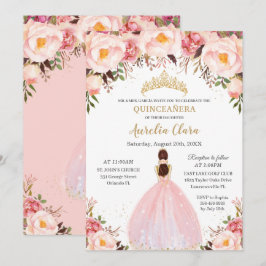 Convites Chic Quinceañera Soft Blush Princesa Floral