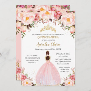 Convites Chic Quinceañera Soft Blush Princesa Floral