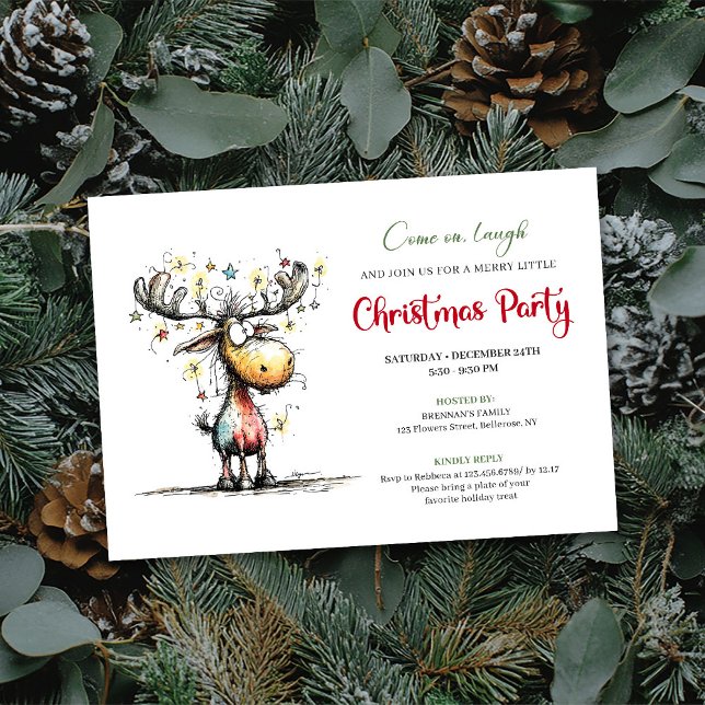 Convites Chic Quirky Reindeer Festive Party Invitation (Chic Quirky Reindeer Festive Party Invitation)