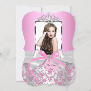Convites Chic Rosa Arco de Prata & Rosa Foto Quinceanera