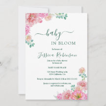 Chic Rosa Floral Delicado Aquarela chá de bebê