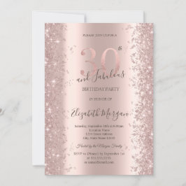 Convites Chic Rose Gold Brilho Diamantes 30º Aniversário