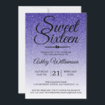 Convites Chic Royal Blue Glitter Ombre Doce 16 Aniversário<br><div class="desc">Um glamouroso, chic, azul-real, faux glitter ombre design Doce 16 aniversários. O brilho azul real desaparece sobre um fundo branco. O texto "Doce Dezesseis" a preto é definido na escrita moderna. O perfeito 16º convite de aniversário para um doce e sexagenário glamouroso, perfeito para ela, a modista que ama padrões...</div>