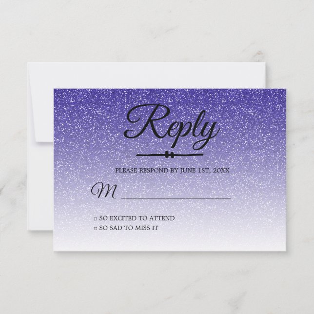 Convites Chic Royal Blue Ombre Sweet 16 RSVP (Frente)