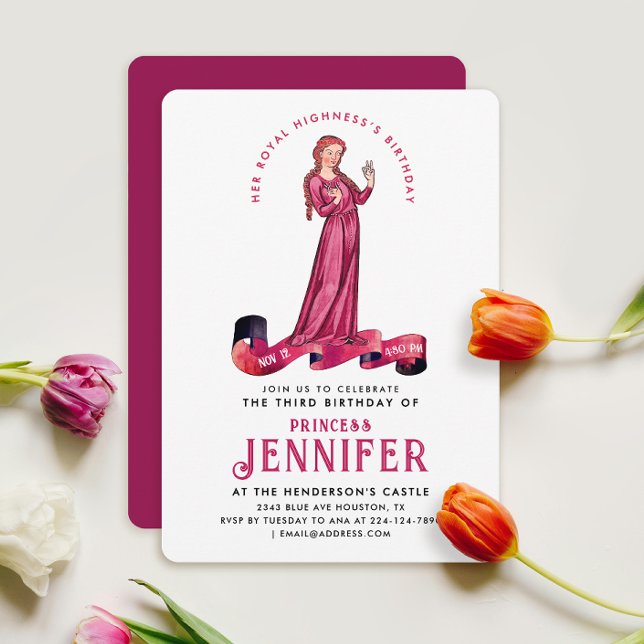 Convites Chic Royal Pink - Princesa Medieval Princesa Fairy (Criador carregado)