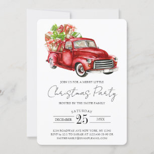 Convites Chic Rustic Vintage Gift Red Truck Festa de Natal