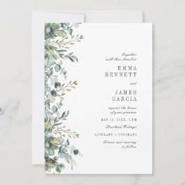 Convites Chic Sage Aquarela Eucalipto Verdura Casamento I