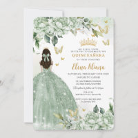 Chic Sage Green Butterflies Quinceañera