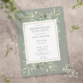 Convites Chic Sage Verde Dourado Bridesmaids Luncheon