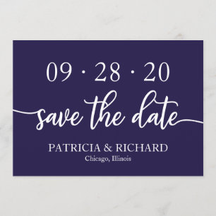 Convites Chic Script Azul Marinho Casamento Save The Date
