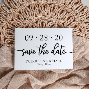 Convites Chic Script Casamento Preto e Branco Salve a Data