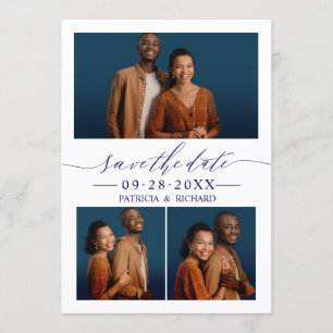 Convites Chic Script Casamento Salvar Data 3 Colagem de Fot