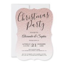 Chic Script Rosa Glitter Ombre Festa de Natal Inv