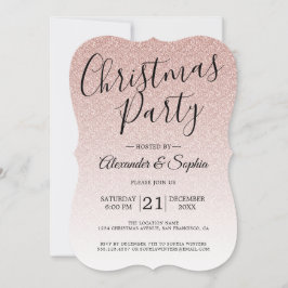 Convites Chic Script Rosa Glitter Ombre Festa de Natal Inv
