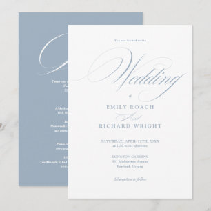 Convites Chic Script Tudo Em Um Casamento Azul Empoeirado
