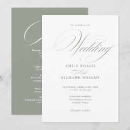 Convites Chic Script Tudo Em Um Casamento Verde Sage