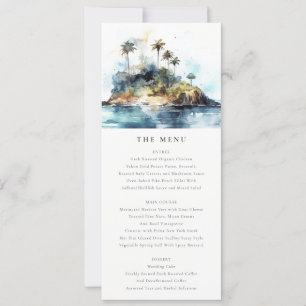 Convites Chic Seascape Palm Tree Island Menu Card