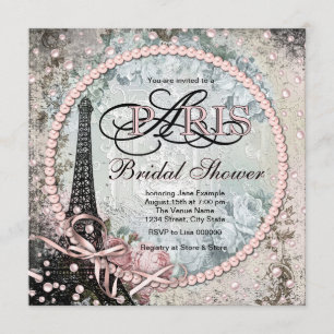 Convites Chic Shab Paris Chás de Noiva