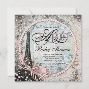 Convites Chic Shabby Paris Baby Shower