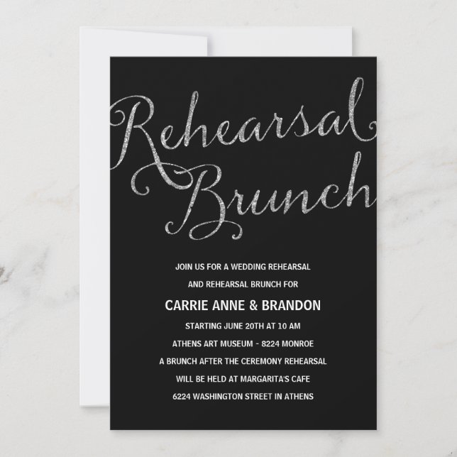 Convites Chic Shimmer | Ensaio Faux Silver Foil Brunch (Frente)
