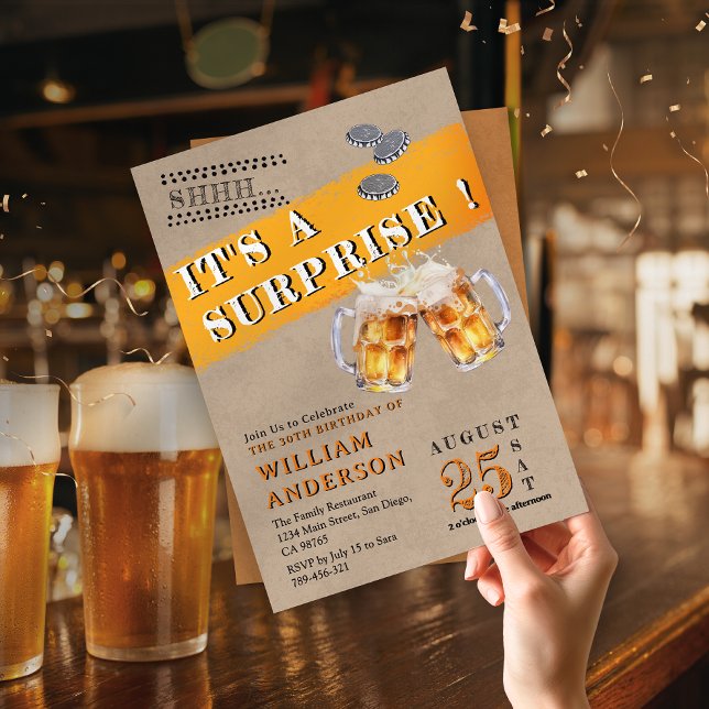 Convites Chic Simple Cheers & Beers É uma festa surpresa (Chic Simple Cheers & Beers It's a surprise party Invitation)