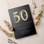 Convites Chic Simple Minimalist Black 50th Birthday, preto<br><div class="desc">Simples Chic,  Dourado Mínimo Negro,  50º Convite de Aniversário</div>