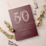 Convites Chic Simple Minimalist Burgundy 50º aniversário<br><div class="desc">Simples Chic Minimalist Burgundy 50º Convite de Aniversário</div>