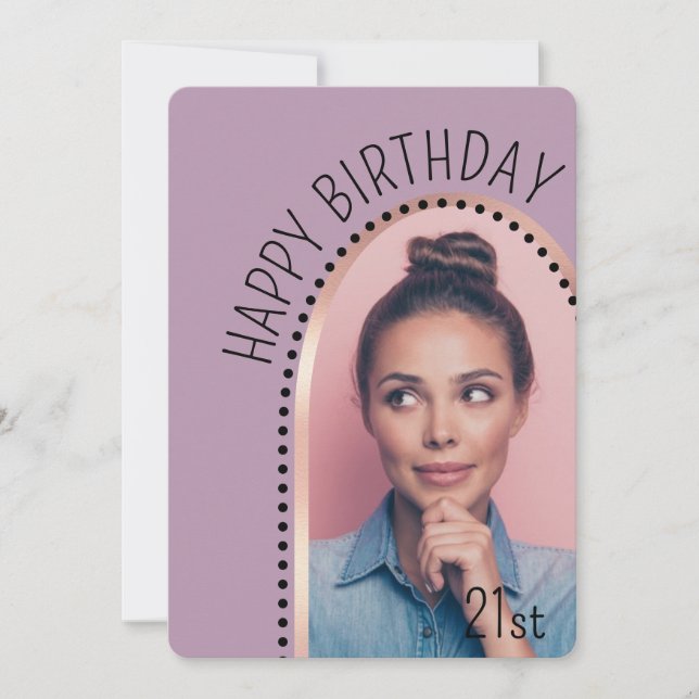 Convites Chic Simples Qualquer Foto De Arco Dourado De Rosa (Frente)