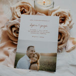 Convites Chic Simples | Terracotta Foto Casamento<br><div class="desc">Este doce e simples convite para o casamento apresenta a sua fotografia pessoal favorita,  além de um elegante e moderno roteiro de terracota e texto em fundo branco para um design de boho neutro que ajustado qualquer estilo.</div>