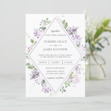 Chic Soft Lilac Purple Floral Greenery Casamento I