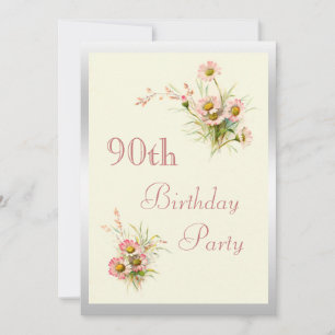 Convites Chic Spring Flowers 90 Birthday