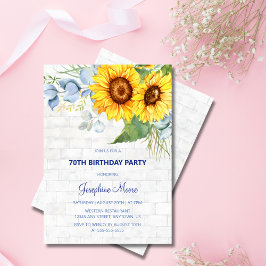 Convites Chic Sunflower Aged Wall Brick Greenery Aniversári