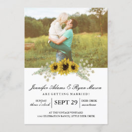Convites Chic Sunflower Watercolor e Photo Casamento
