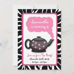 Convites Chic Tea Time Girls Pink Festa de aniversário Invi