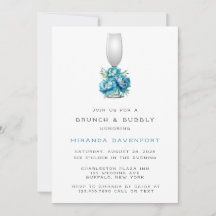Chic Teal Blue Peony Flower Brunand Bubble