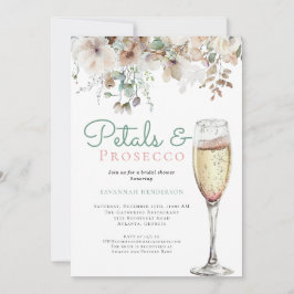 Convites Chic Teal Petals e Prosecco Floral Chá de panela