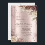 Convites Chic Terracotta Rosa Bat Mitzvah<br><div class="desc">Um convite moderno,  chico e glamouroso com rosas de terracota em fundo rosa-ouro.</div>