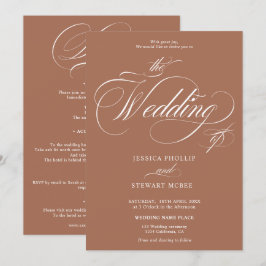Convites Chic Terracotta tudo em um casamento de caligrafia