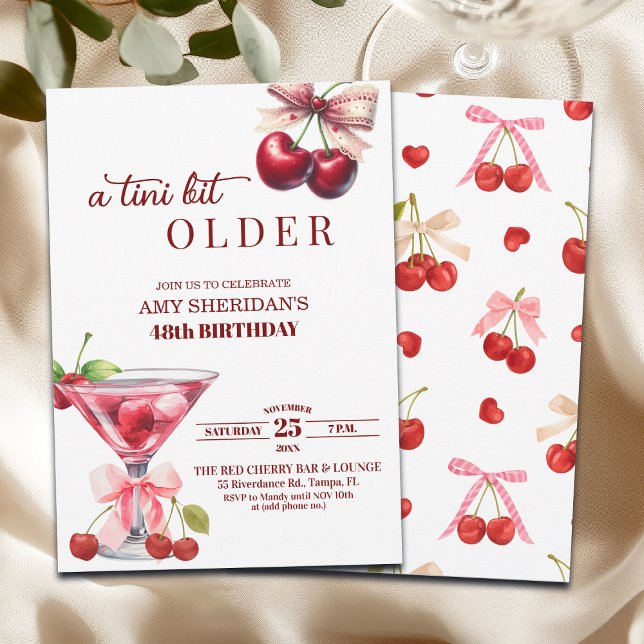 Convites Chic Um Tini Bit Mais Velha Martini de Cereja 48º  (Criador carregado)