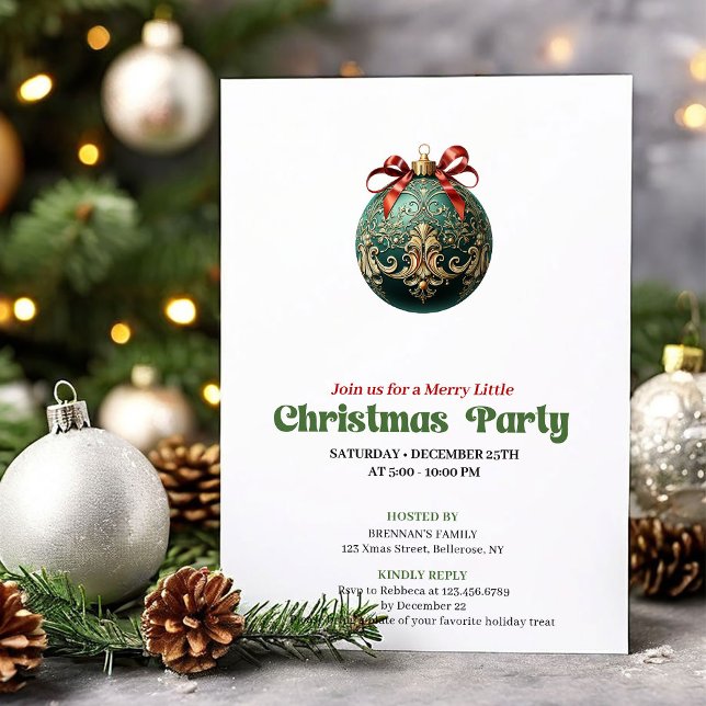 Convites Chic Victorian Christmas Bauble Holiday Invite (Chic Victorian Christmas Angel Holiday Invite)