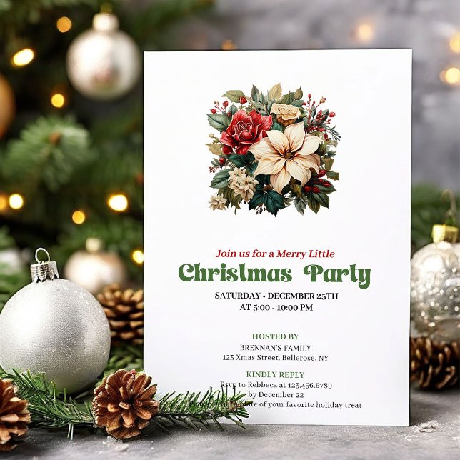 Convites Chic Victorian Christmas flowers party invitation (Chic Victorian Christmas angel party invitation

)