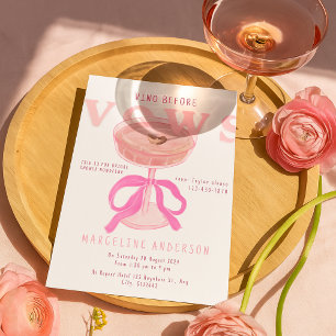 Convites Chic Vino Antes dos Votos Rosa Bridal Shower