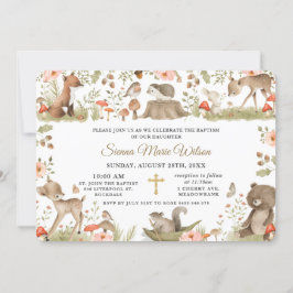 Convites Chic Vintage Woodland Animal Baptism Christening