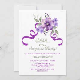 Convites Chic Violet Floral Botanical Surprise Birthday