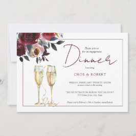 Convites Chic Watercolor Burgundy Noivado Floral