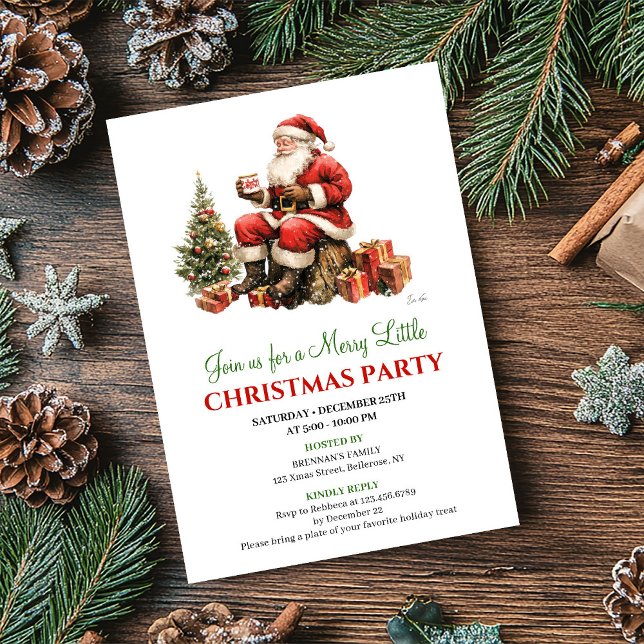 Convites Chic Watercolor Christmas Scene Holiday Invitation (Chic Watercolor Christmas Scene Holiday Invitation)
