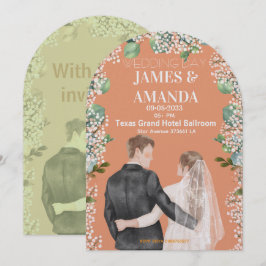 Convites Chic Watercolor Couple On Budget Wedding 